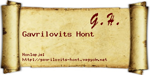 Gavrilovits Hont névjegykártya